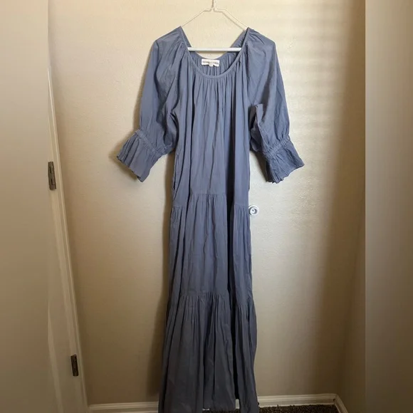 Daughters of India Sahana Flowy Maxi Dress Sz Large in Blue - Picture 4 of 8